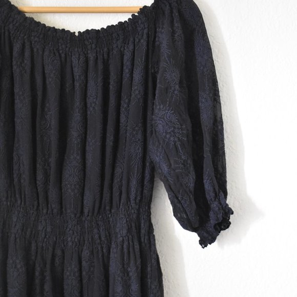 Rebecca Taylor Selina Silk Embroidered Off-the-Shoulder Dress - Picture 10 of 15